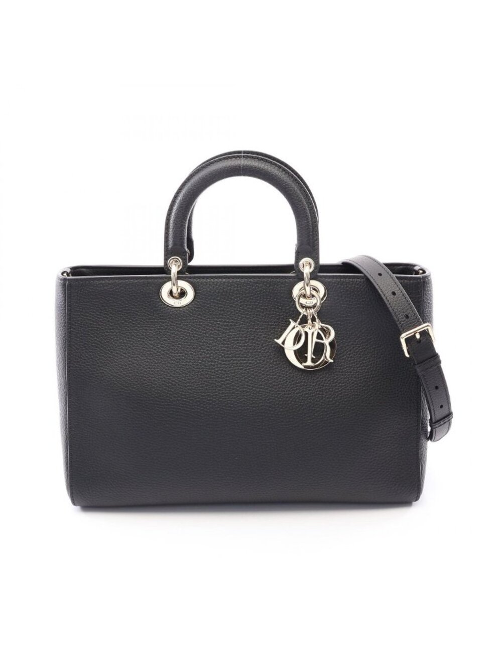 Dior Handbag Lady D-sire Large 2-Way Black Leather